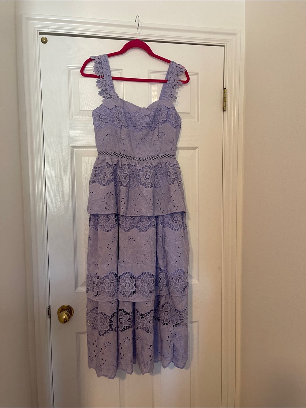 Just Me Lavender Eyelet Tiered Dress